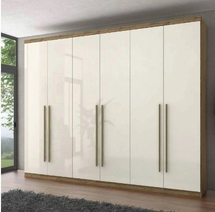 Guarda Roupa Casal 6 Portas 3 Gavetas Melvin Siena Móveis Rústico/Off - ofertasbacanassss