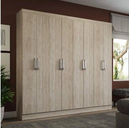 Guarda-Roupa Casal Ele & Ela 8 Portas 8 Prateleiras Malbec Bege - Decibal Móveis - ofertasbacanassss