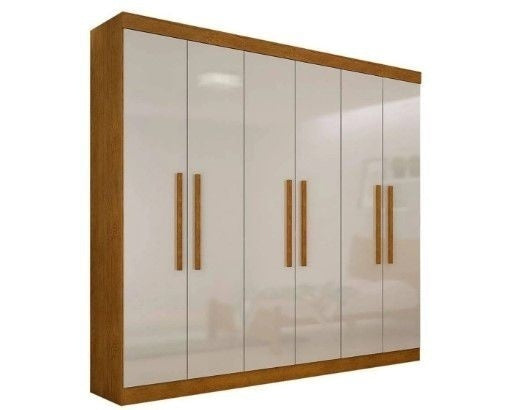 Guarda-Roupa Casal Malibu 6 Pt Imbuia E Off White - ofertasbacanassss
