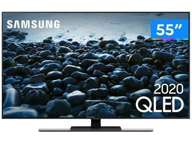 Samsung Smart TV 55" QLED 4K 55Q80T, Pontos Quânticos, Modo Game, Som em Movimento, Alexa built in, Borda Infinita, Modo Ambiente 3.0, Controle Único - ofertasbacanassss