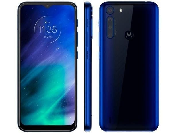 Smartphone Motorola One Fusion 128GB 4G Wi-Fi Tela 6.5'' Dual Chip 4GB RAM Câmera Quádrupla + Selfie 8MP - Azul Safira - ofertasbacanassss