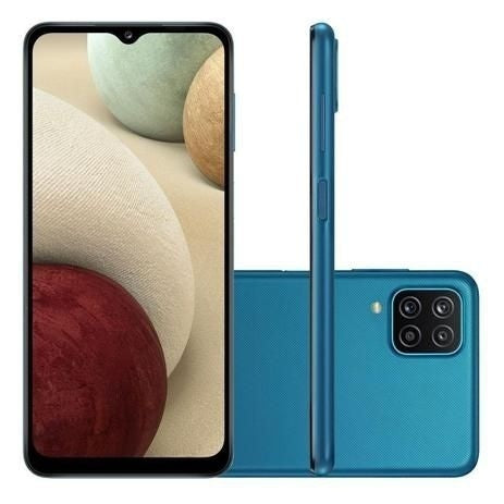 Smartphone Samsung Galaxy A12 64GB 4G Wi-Fi Tela 6.5'' Dual Chip 4GB RAM Câmera Quádrupla + Selfie 8MP - Azul - ofertasbacanassss