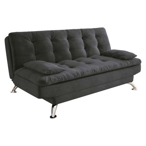 Sofá-Cama 3 Lugares Casal Premium Suede Cinza - ofertasbacanassss