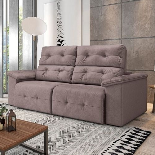 Sofá Retrátil Reclinável 3 Lugares Marrocos Machiatto Suede - ofertasbacanassss